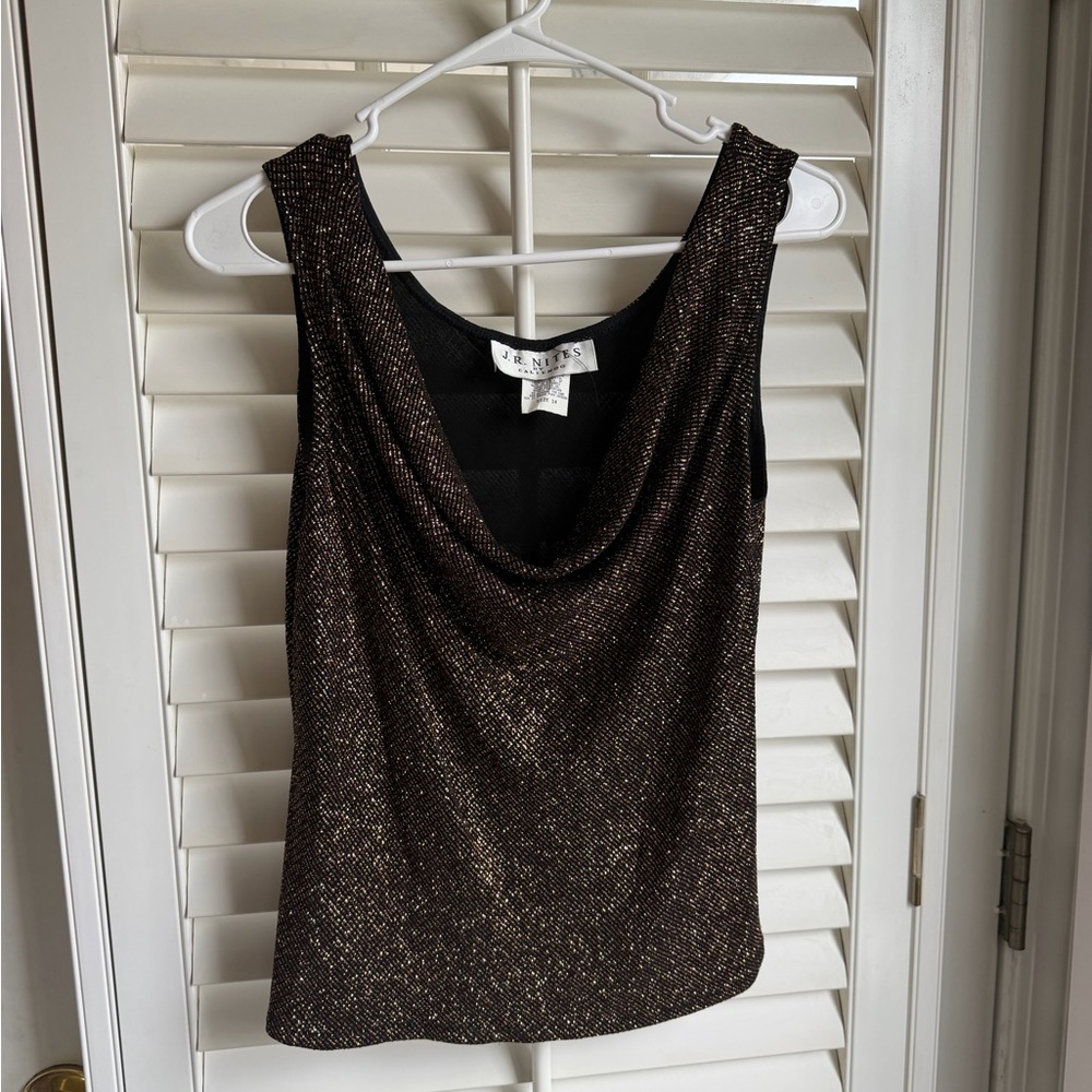 Vintage metallic cowl neck tank | J.R. Nites by Caliendo
